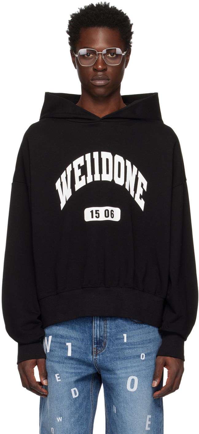 Huppari We11done Printed Hoodie Musta | WD-TH3-22-807-U-BK