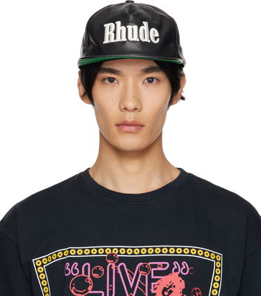 Korkki Rhude Rhude Logo Leather Cap Musta | RHPF25HA01459, 0