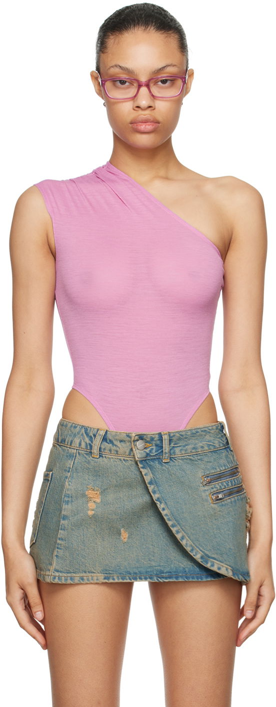 Tankkitoppi Miaou Miaou One Shoulder Bodysuit Vaaleanpunainen | 6005WOSVLT