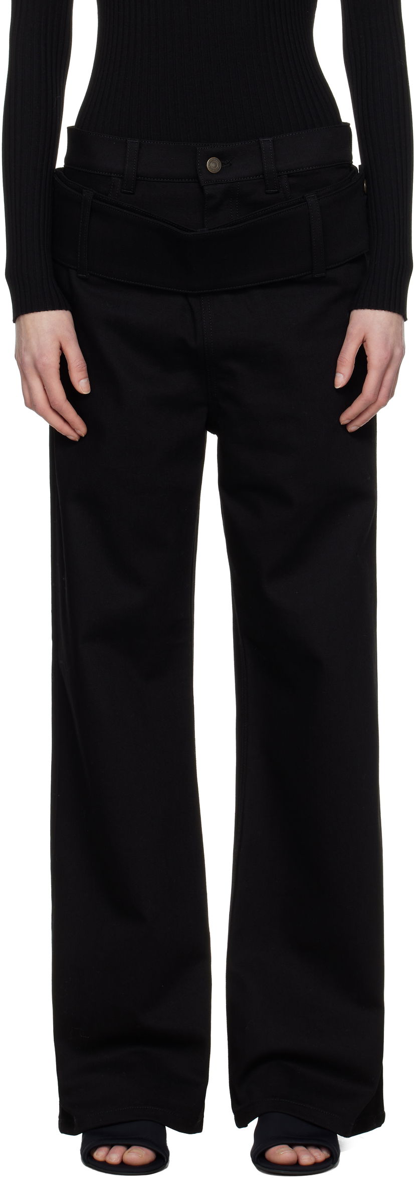 Housut Courrèges Courrèges Double Belt Jeans Musta | 125DPA313DE0020