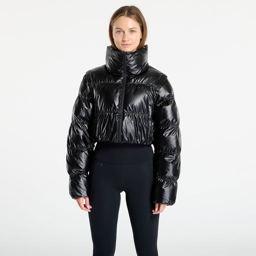 Puffer takki adidas Originals Essentials Glossy Cropped Puffer Jacket Musta | JX2988