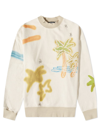 Huppari Palm Angels Neon Palm Crew Sweat Beige | PMBA065S23FLE0050384