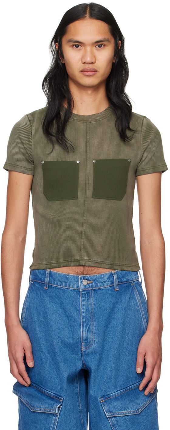 T-paita Dion Lee Sprayed Shrunken Rivet T-Shirt Vihreä | C3168PS24