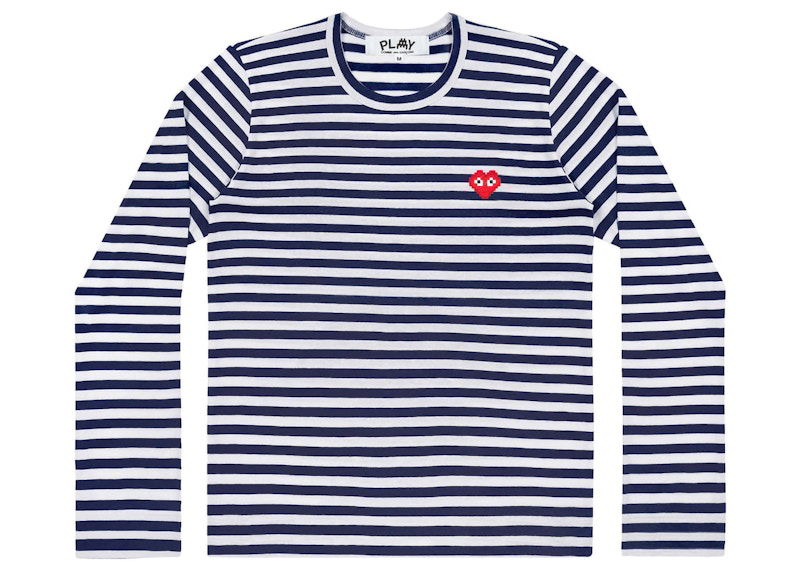 T-paita Comme des Garçons Play Striped Long Sleeve T-Shirt Sininen | AZ-T324-051, 0