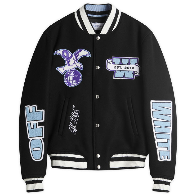 Bomber-takki Off-White Off-White Eagle Wool Varsity Jacket, Size Small Musta | OMEH053S25FAB0011049