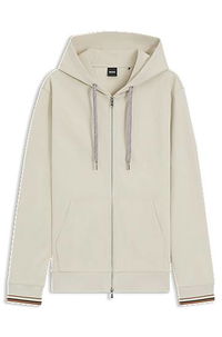 Zip-Up Hoodie with Patterned Drawcords
