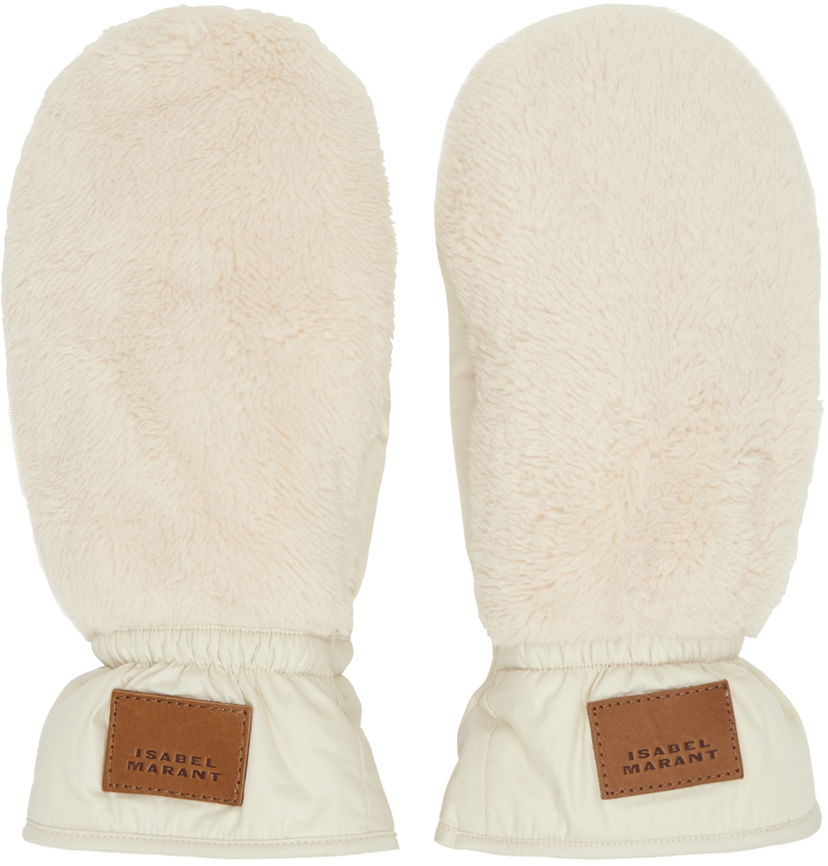 Käsineet ISABEL MARANT Faux Fur Mittens Beige | GA006XFA-B3C15A