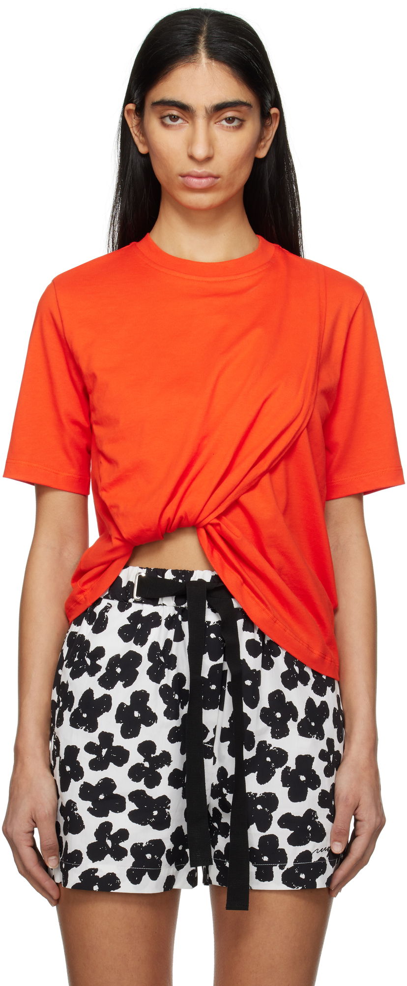 T-paita MSGM Gathered T-Shirt Oranssi | 3841MDM114 257002
