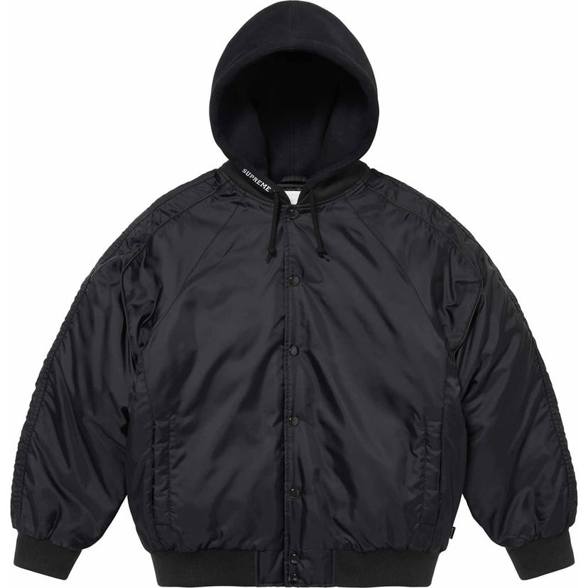 Bomber-takki Supreme Hooded Stadium Jacket Musta | SUP-SS24-224