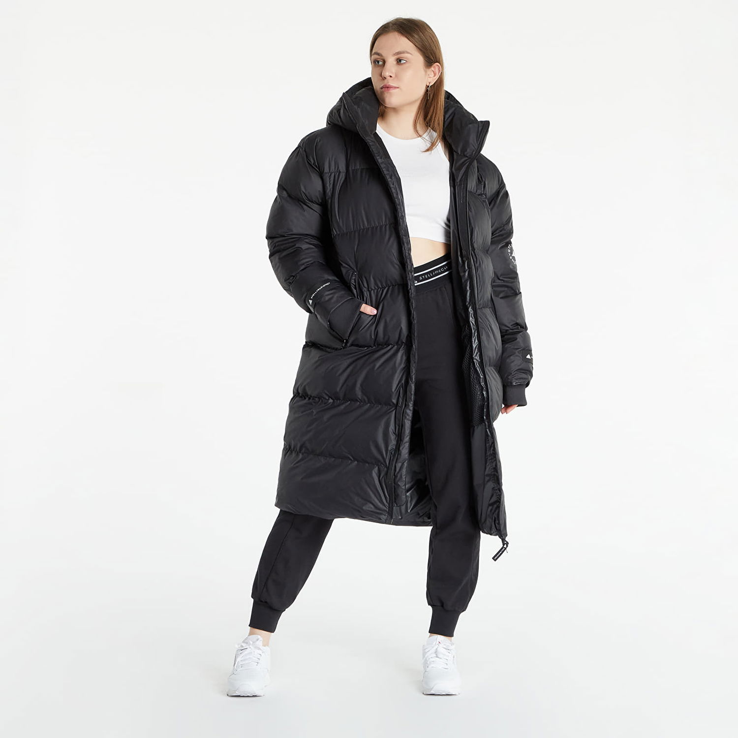 Puffer takki adidas Performance Stella McCartney x Long Puffer Black Musta | HF9002, 0