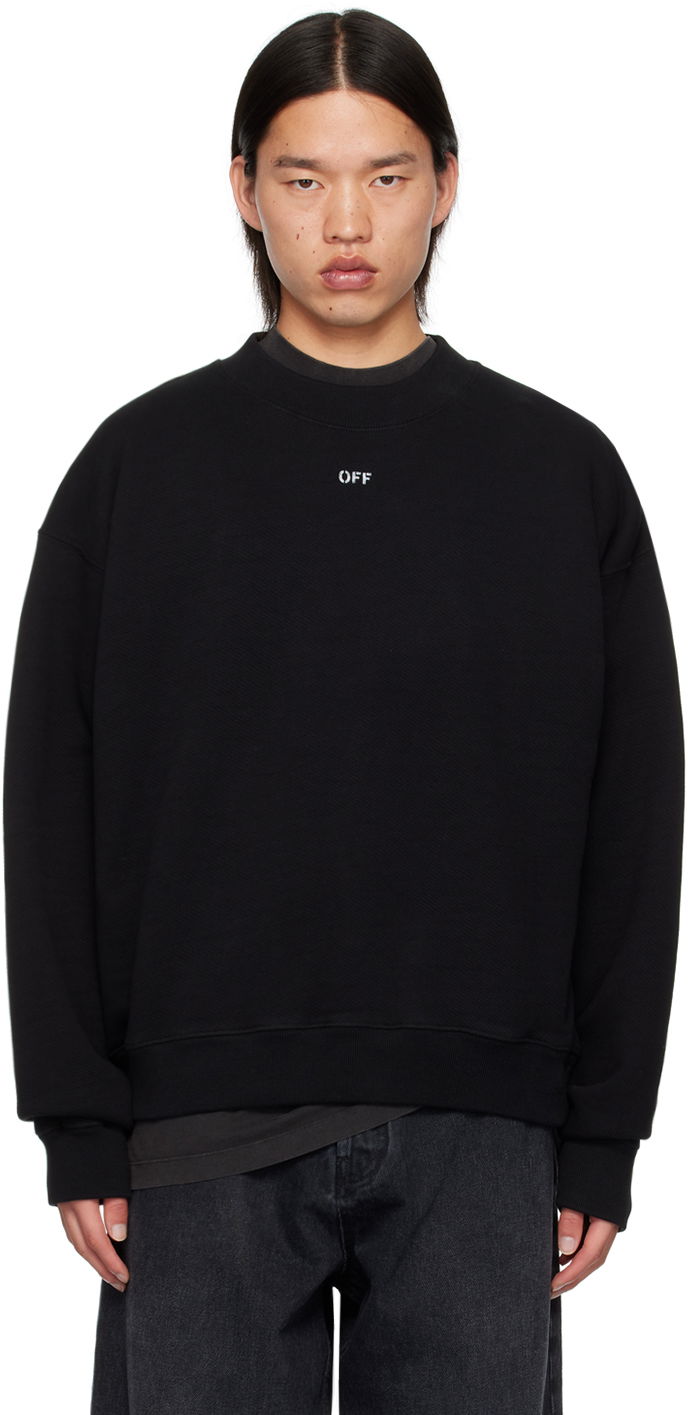 Huppari Off-White Black Off Stamp Skate Crewneck Sweatshirt Musta | OMBA054C99FLE0061001