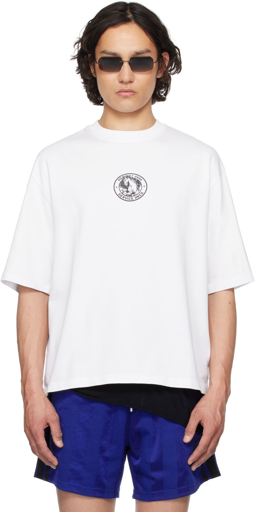 T-paita Han Kjøbenhavn Han Kjobenhavn 'Officer' Print Oversized T-Shirt Valkoinen | M-134365
