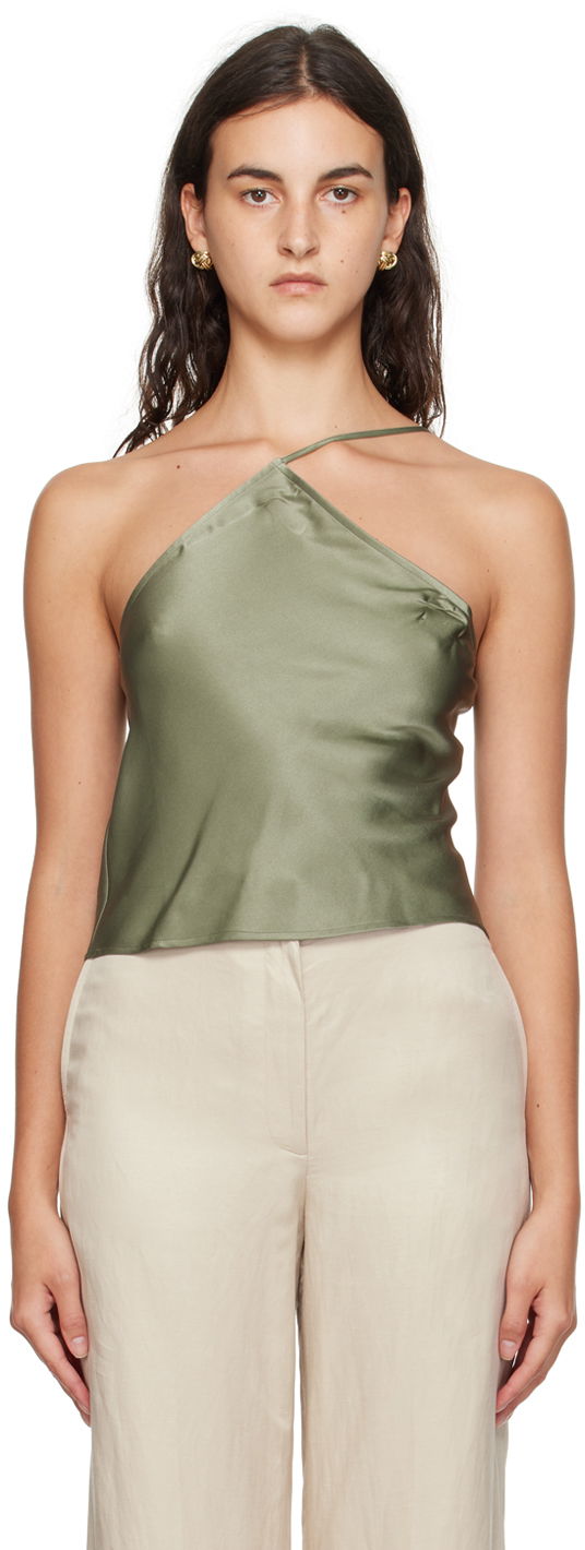 Tankkitoppi Anine Bing Mandy One-Shoulder Silk Camisole Vihreä | A-07-2793-340