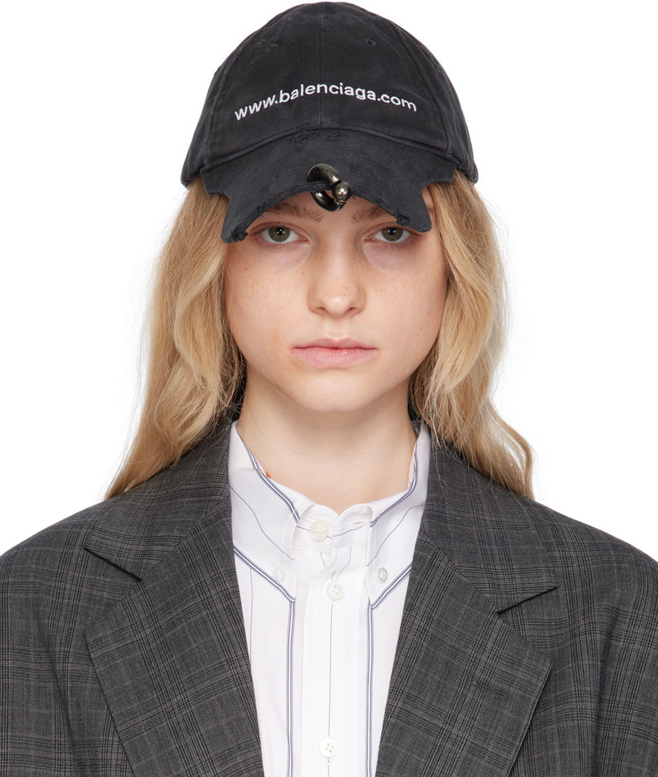Korkki Balenciaga 'Bal.com' Piercing Cap Musta | 750717 410B2, 0