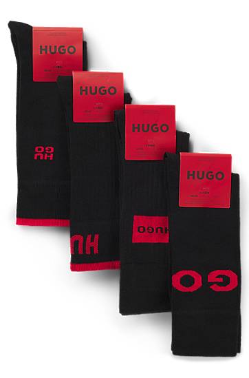 Sukat BOSS Four-pack regular-length logo socks Musta | 50546668, 1
