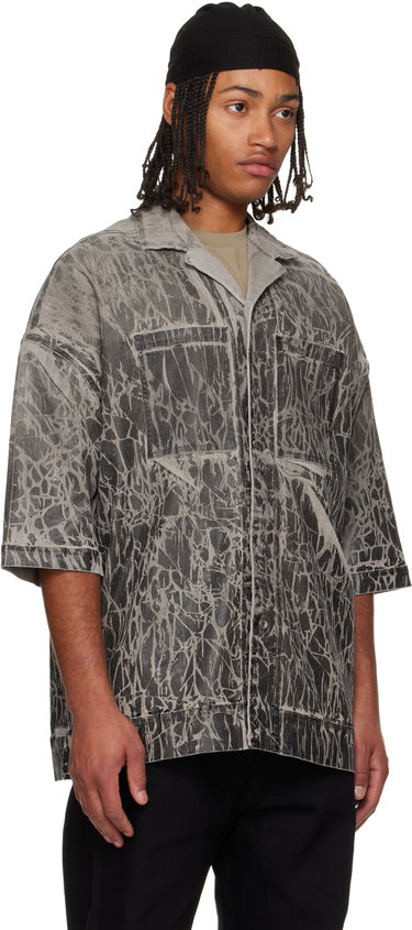 Paita Rick Owens DRKSHDW Concordians Magnum Tommy Short-Sleeve Patterned Denim Shirt Harmaa | DU02E7294 SDWF, 1