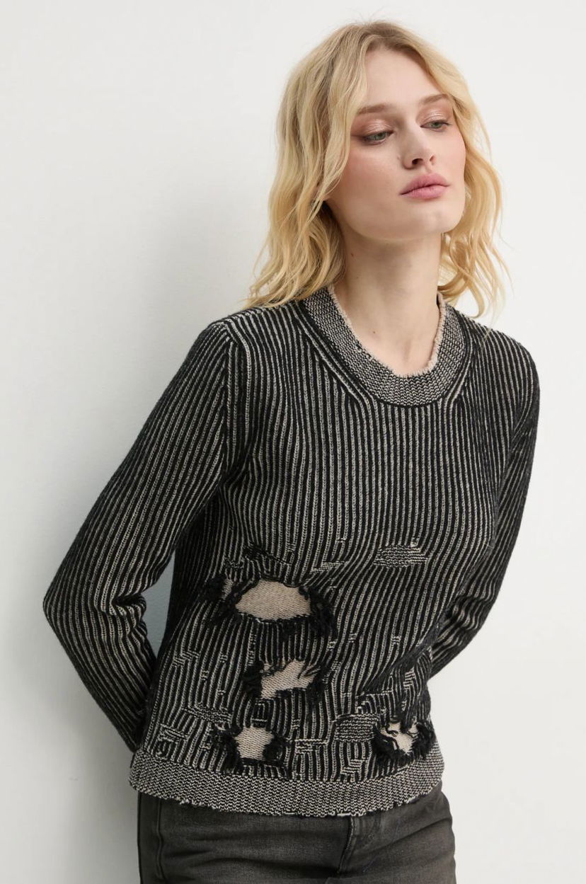 Villapaita Maison Margiela Distressed Ribbed Knit Sweater Musta | S62HL0026.M13076