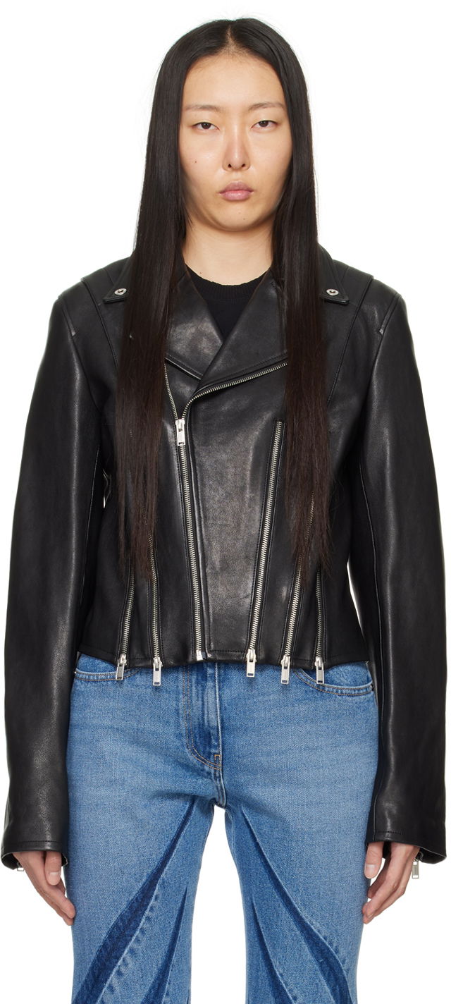 Takki Dion Lee Cropped Leather Biker Jacket Musta | C4048P23