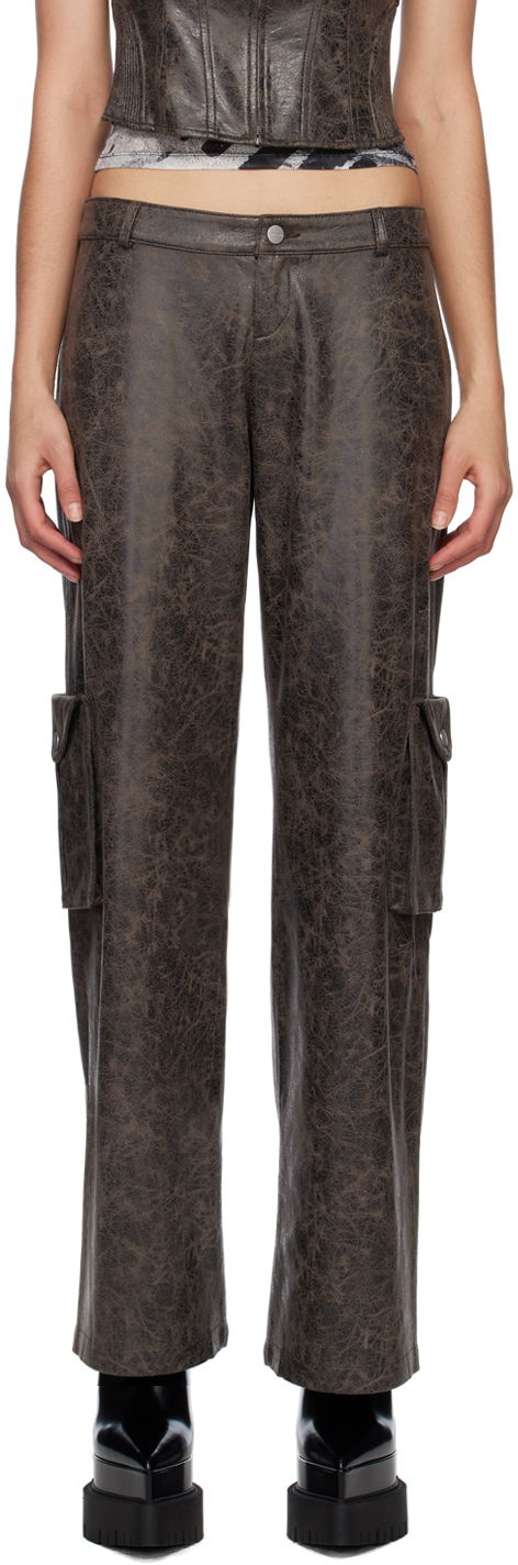 Cargo housut Miaou Miaou Elias Faux-Leather Cargo Pants Ruskea | 1034DVSVAR