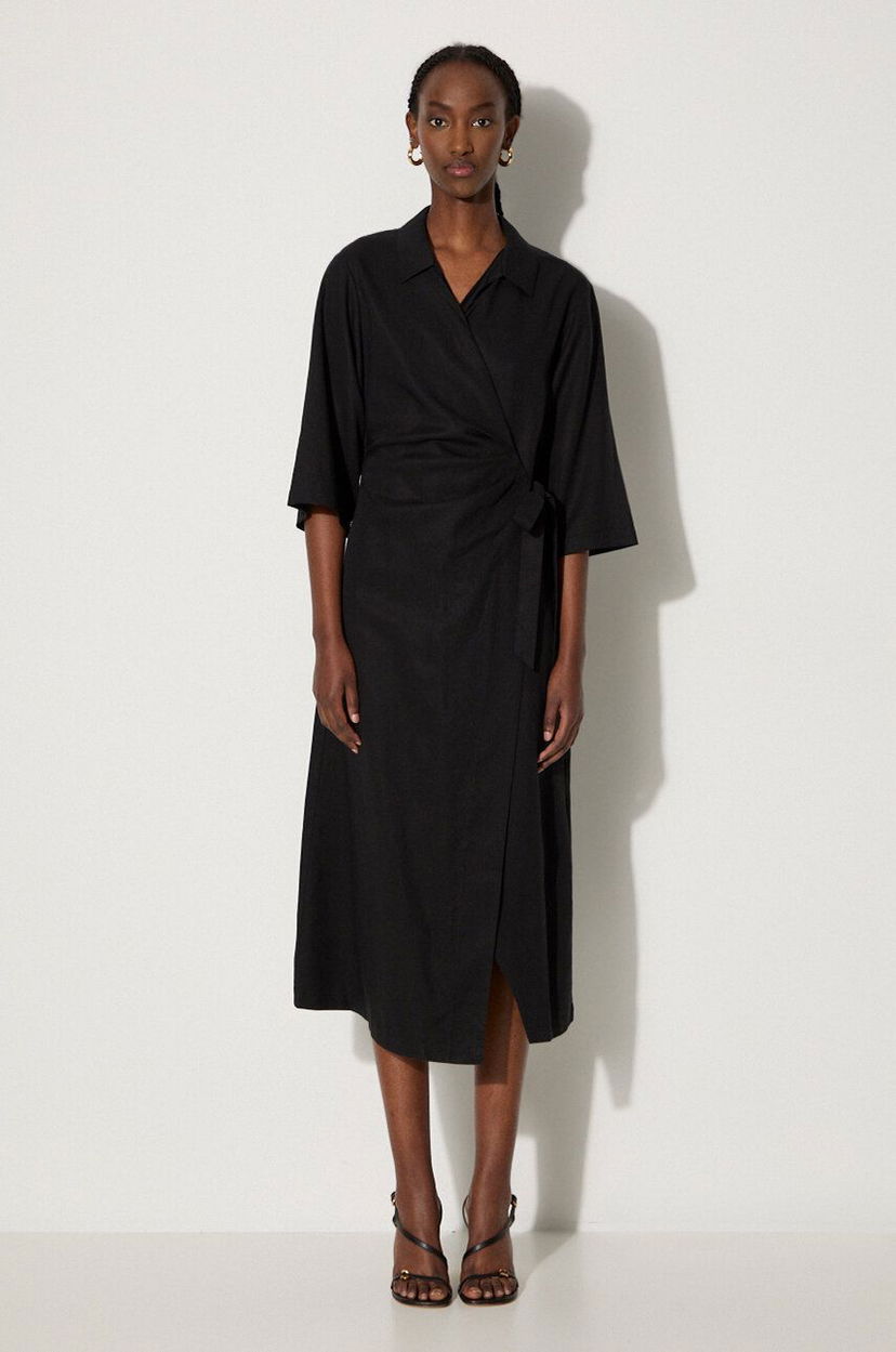 Mekko Samsoe Samsoe Midi Wrap Dress Musta | F24100086