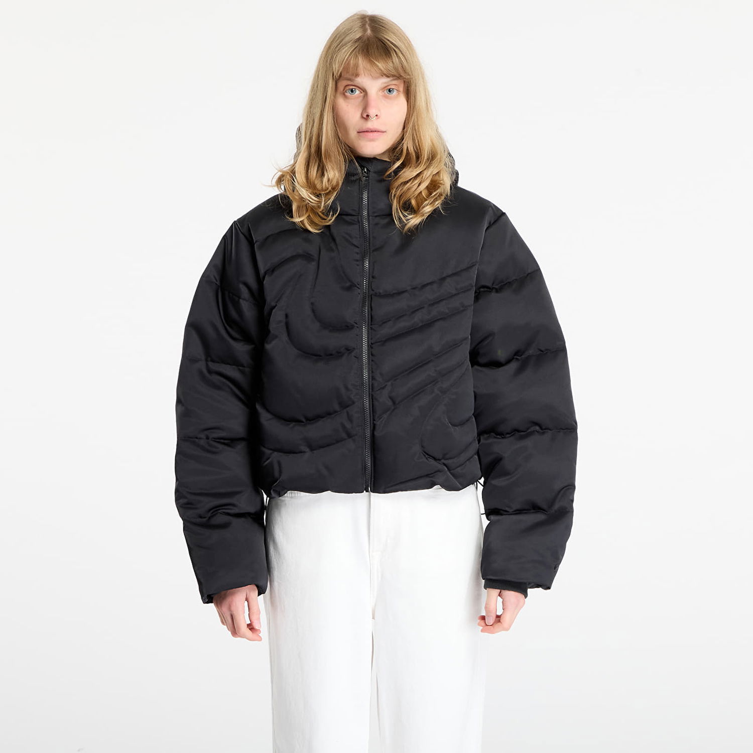 Puffer takki Nike Sportswear Swoosh Series Therma-FIT Oversized Down Puffer Jacket Musta | IB2005-010, 0