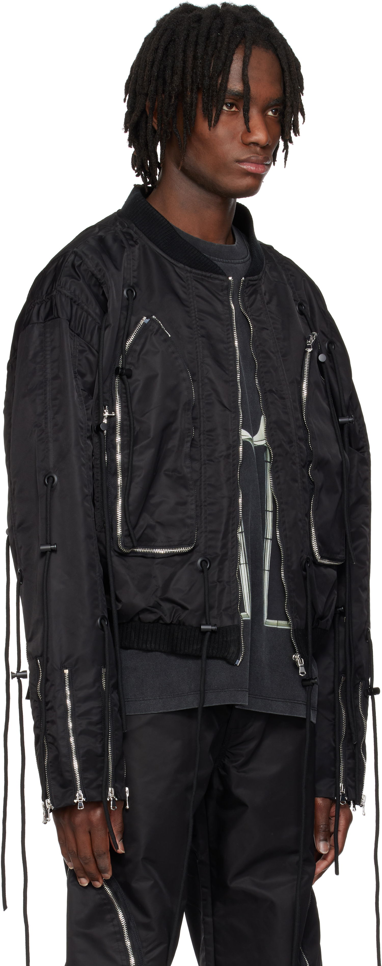 Bomber-takki Who Decides War Who Decides War String Theory Bomber Jacket Musta | 1131410002SS25, 1