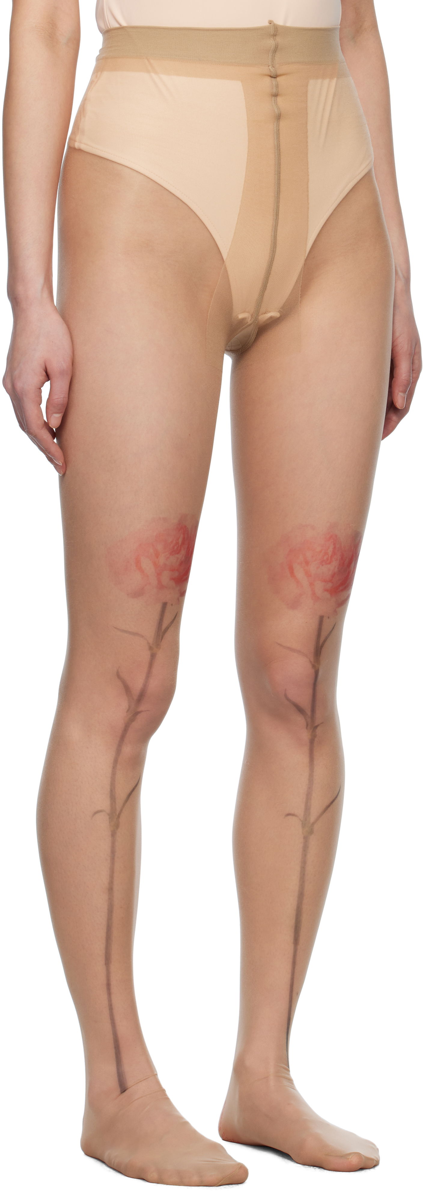 Sukat Simone Rocha Simone Rocha Sheer Carnation Tights Beige | SOCK57 0635, 1