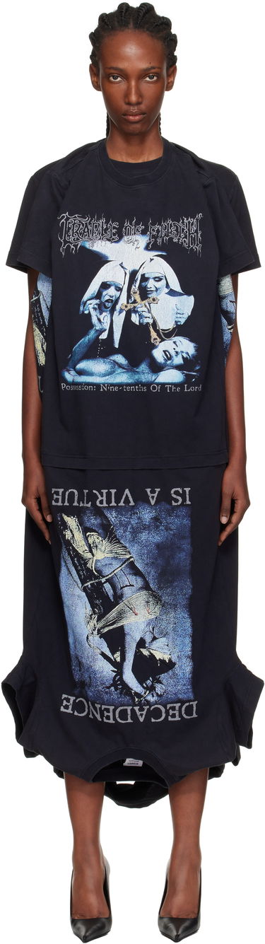 Mekko VETEMENTS Vetements Cradle of Filth Multi T-Shirt Maxi Dress Musta | WCF76DR995B, 0