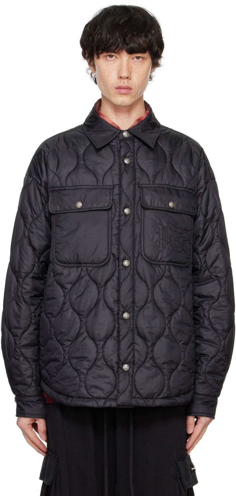 Puffer takki Palm Angels Classic Logo Quilted Overshirt Musta | PMED054F24FAB0011010
