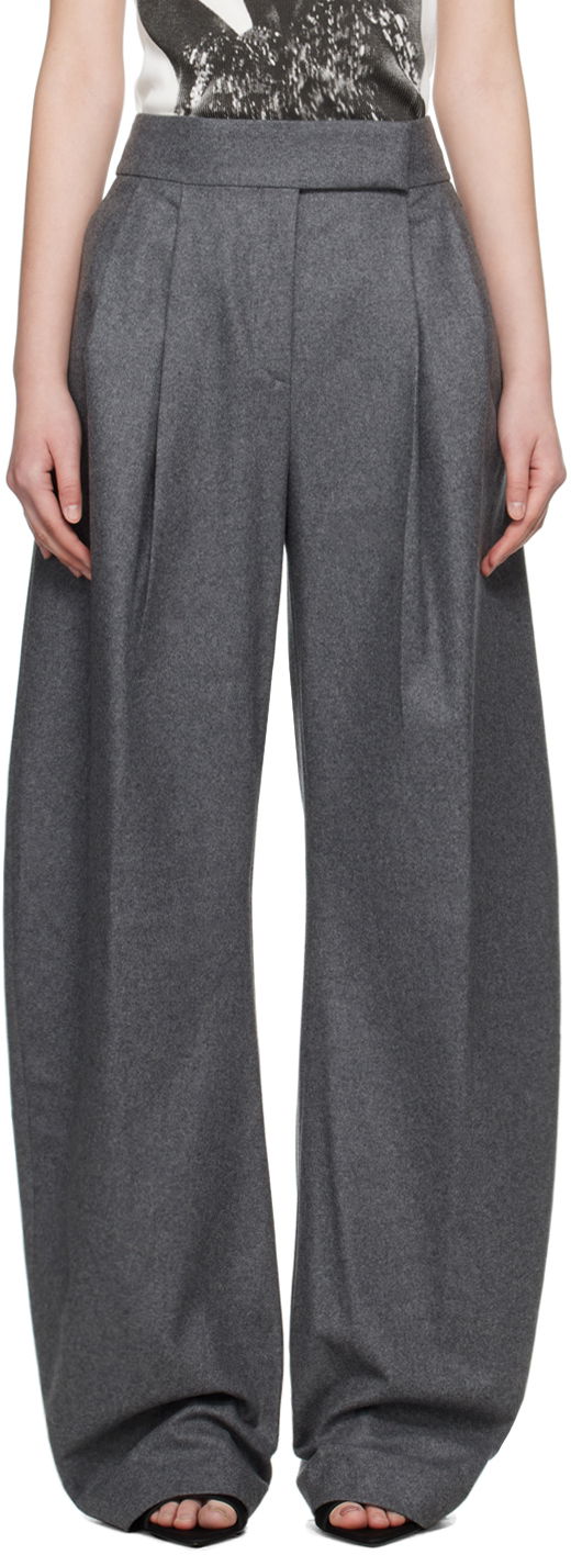 Housut The Attico The Attico Gary Pleated Wide-Leg Trousers Harmaa | 248WCP102 W055