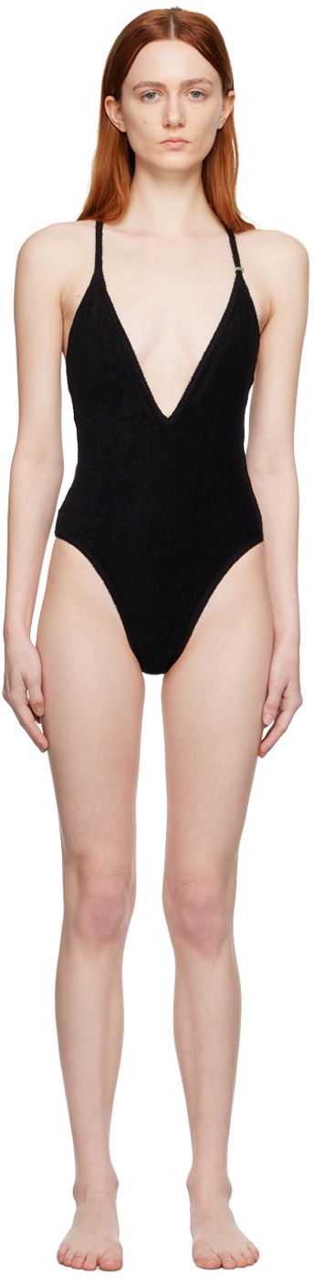 Uimapuvut The Attico Attico V-Neck One-Piece Swimsuit Musta | 233WBB71 C066
