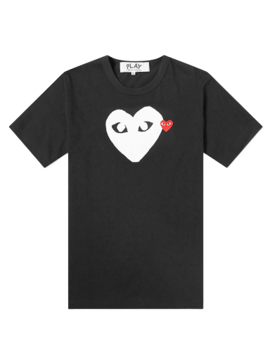 T-paita Comme des Garçons Play Double Heart Logo Tee Musta | P1T116-1