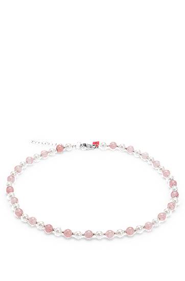 Kaulakoru BOSS Adjustable Pearl and Pink Stone Necklace Vaaleanpunainen | 50532472, 0