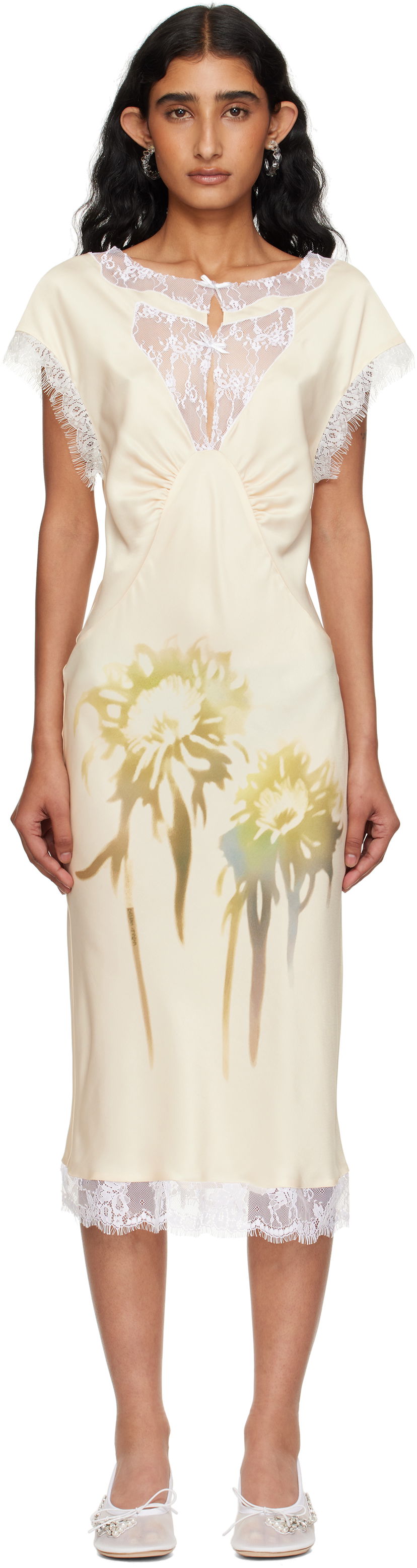 Mekko Collina Strada Collina Strada Waterlily Midi Dress Beige | XX4045