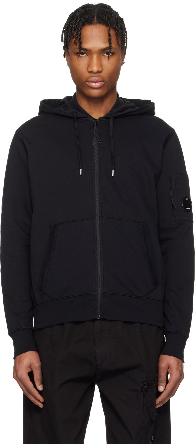 Huppari C.P. Company C.P. Company Light Fleece Full Zip Hoodie Musta | 18CMSS057A-002246G