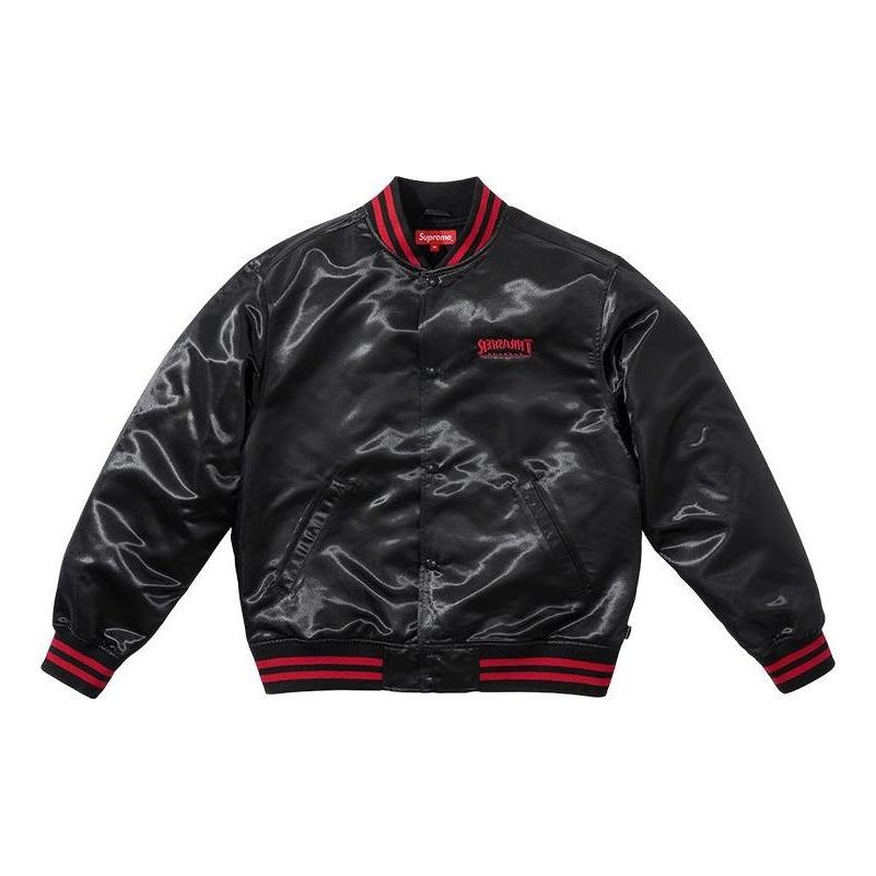 Bomber-takki Supreme Varsity Satin Jacket Musta | SUP-FW21-211