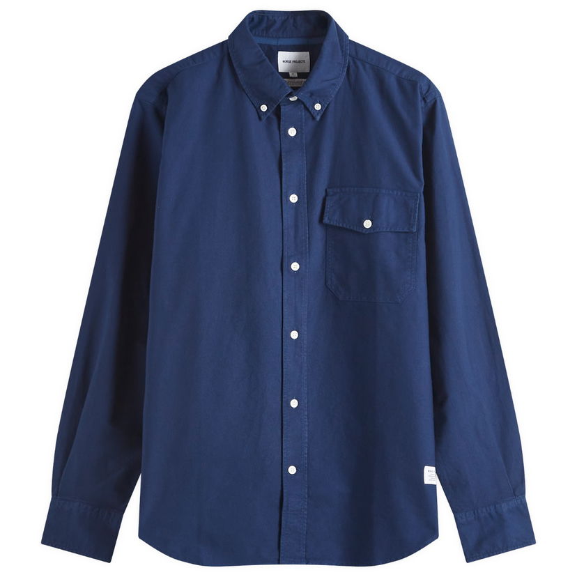 Paita NORSE PROJECTS Algot Relaxed Overdyed Oxford Shirt, Size Large Tummansininen | N40-0818-7555
