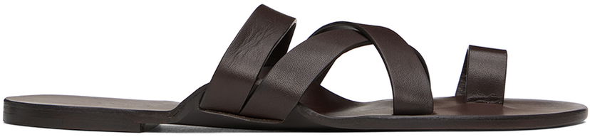 Asusteet The Row The Row Kris Leather Criss Cross Toe Sandals Ruskea | F1349-SVL74