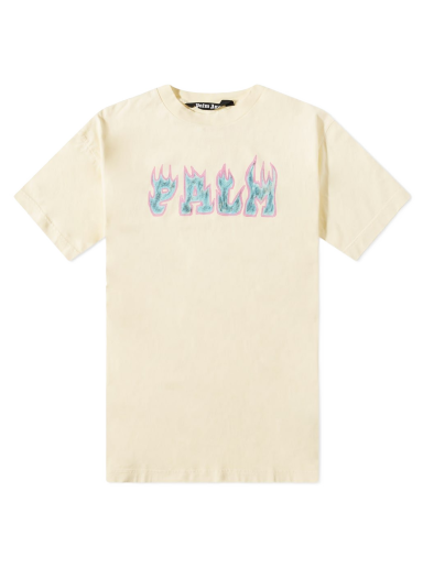 T-paita Palm Angels Flames Tee Beige | PMAA072S23JER0060137