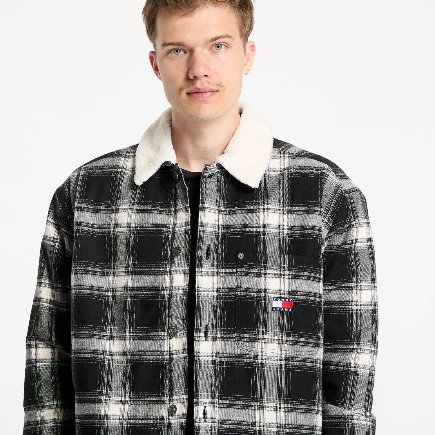 Paita Tommy Hilfiger Tommy Jeans Check Teddy Mix Overshirt Musta | DM0DM20241 BDS, 1