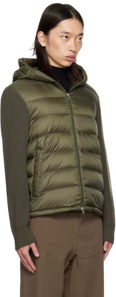 Puffer takki Moncler Moncler Padded Wool Zip-Up Down Hoodie Vihreä | K20919B00006M1131, 1