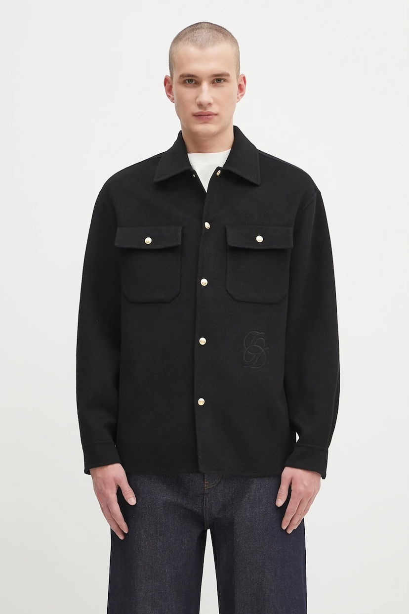 Takki Drôle de Monsieur Drôle de Monsieur La Surchemise Laine Shirt Jacket Musta | H.JT254.WO031