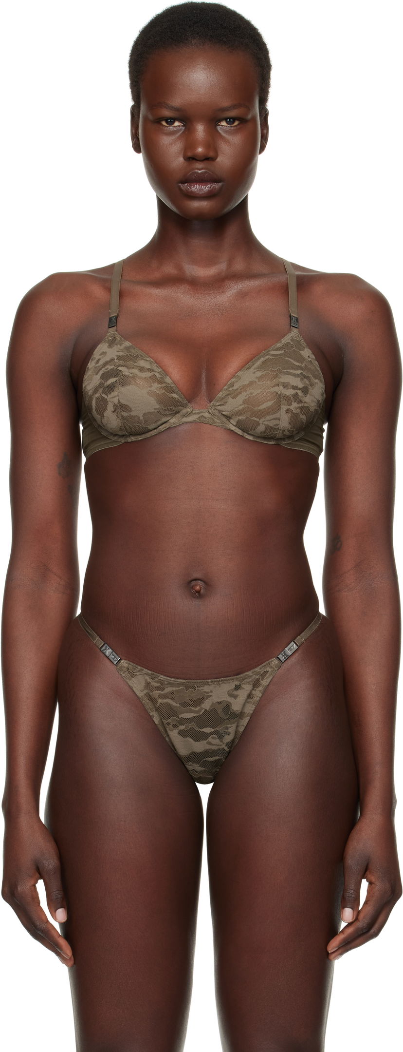 Rintaliivit Diesel Camo Lace Plunge Bra Vihreä | A15644 0LKBX