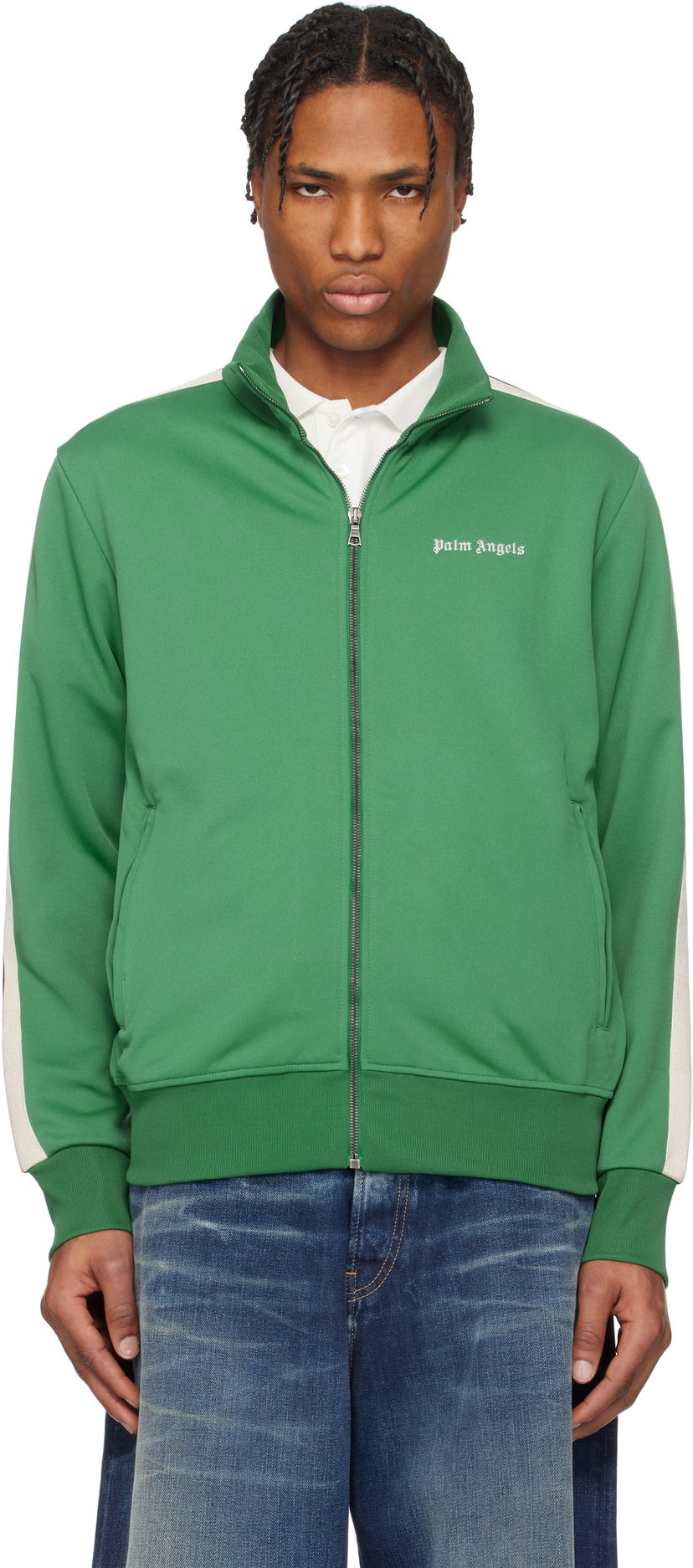 Verryttelypuku Palm Angels Palm Angels Embroidered Logo Track Jacket Vihreä | PMBD058S25FAB0015703