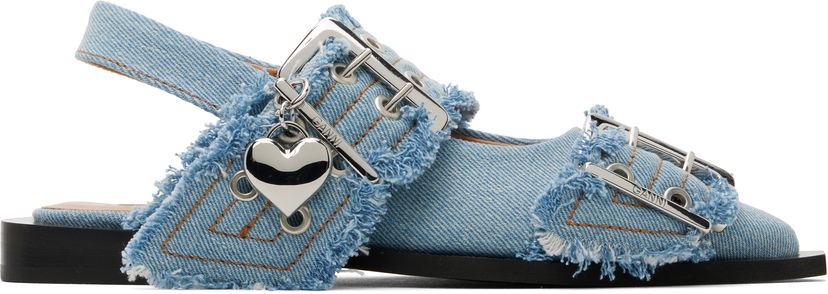 Mekko GANNI GANNI Charms Buckle Denim Flats Sininen | S2939