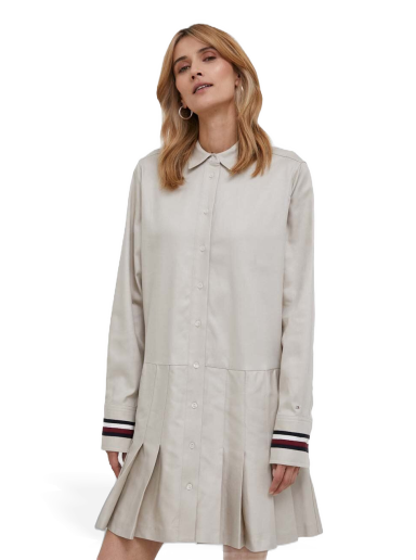 Mekko Tommy Hilfiger Global Stripe Pleated Short Dress Beige | WW0WW39029
