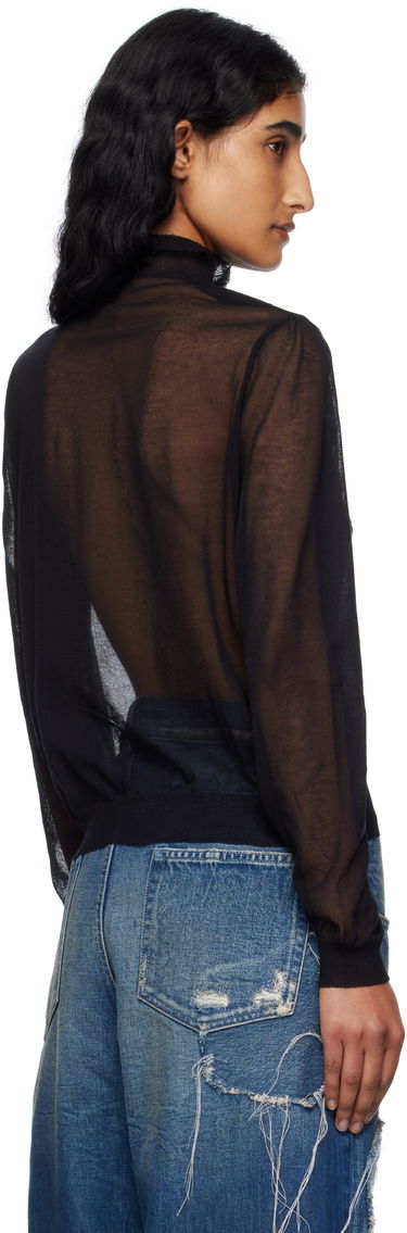 Paita Ann Demeulemeester Ann Demeulemeester Monya Sheer Ruffle Blouse Musta | B0012852-KN008-099, 2