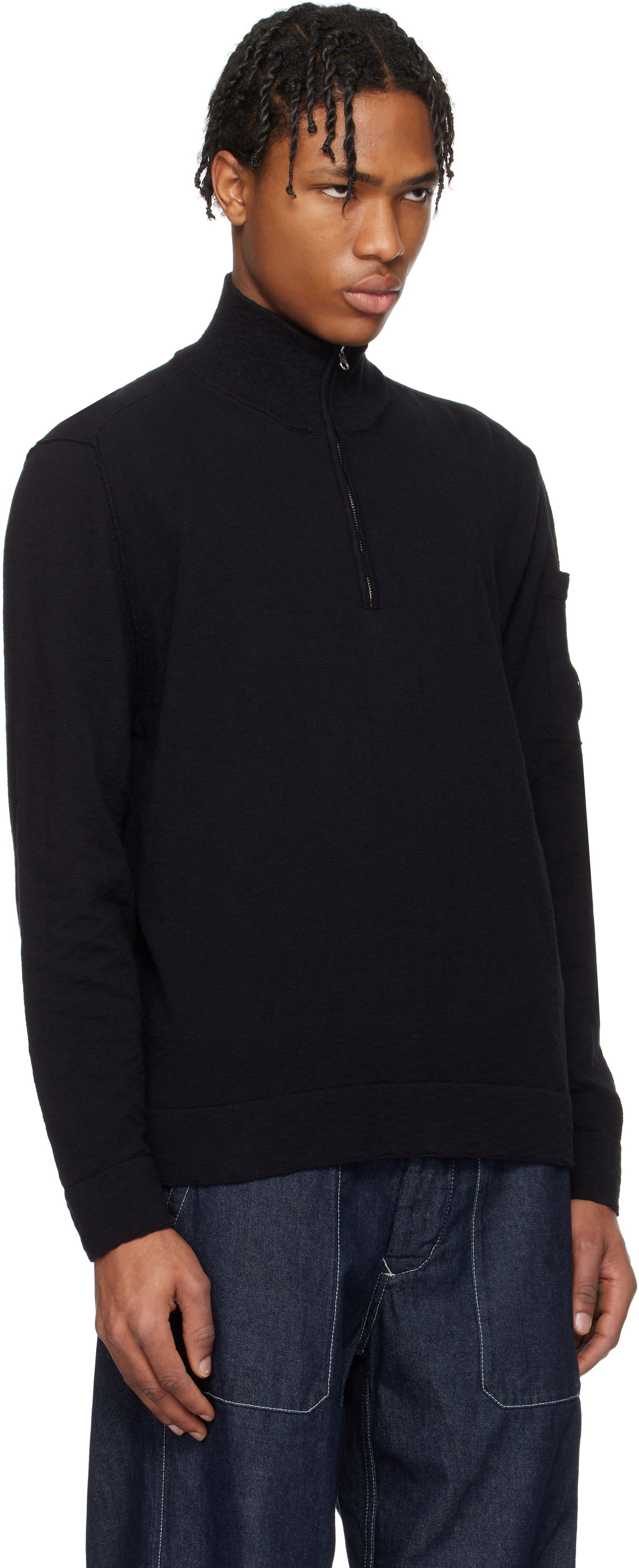 Villapaita C.P. Company C.P. Company Half Zip Knit Sweater Musta | 18CMKN304A-110373A, 1