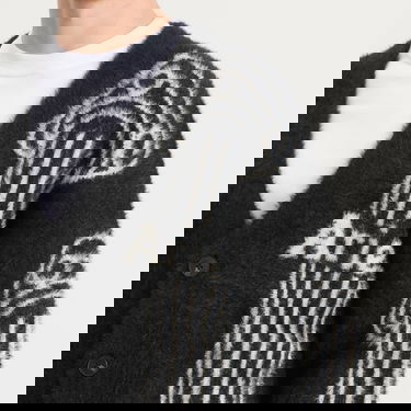 Villapaita Aries Oversized Chenille Column Knit Cardigan, Size Large Musta | AR20040-BLK, 5