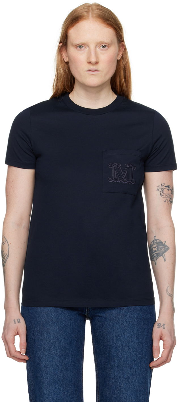 T-paita Max Mara Max Mara Crewneck Pocket Tee Tummansininen | 2411941032600